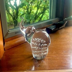 Glass paperweight elephant ~2” high & 2.5” widest point